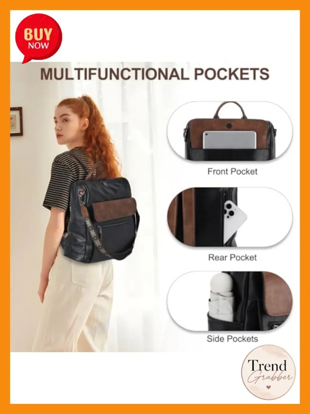 Convertible Laptop Backpack Purse with Guitar Strap - Vegan Leather